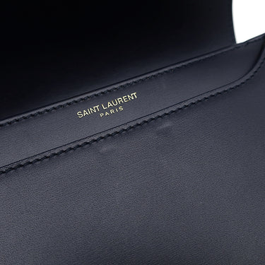イヴ・サンローラン Yves Saint Laurent ソルフェリーノ 634306 ネイビー レザー ショルダーバッグ ゴールド金具 YSL ロゴプレート カサンドラロゴ