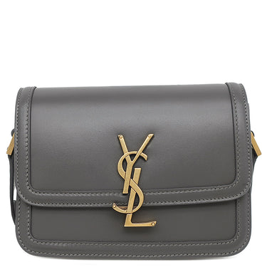 イヴ・サンローラン Yves Saint Laurent ソルフェリーノ 634306 グレー レザー ショルダーバッグ ゴールド金具 YSL ロゴプレート カサンドラロゴ