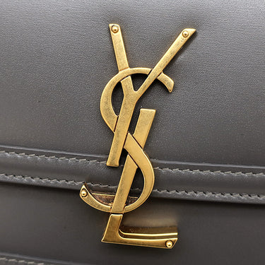 イヴ・サンローラン Yves Saint Laurent ソルフェリーノ 634306 グレー レザー ショルダーバッグ ゴールド金具 YSL ロゴプレート カサンドラロゴ