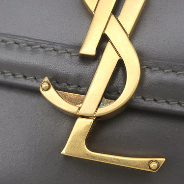 イヴ・サンローラン Yves Saint Laurent ソルフェリーノ 634306 グレー レザー ショルダーバッグ ゴールド金具 YSL ロゴプレート カサンドラロゴ