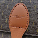 サンローラン SAINT LAURENT ル モノグラム ミディアム サッチェル 668582 チェスナット PVC レザー ショルダーバッグ ゴールド金具 茶 YSL ロゴ 総柄