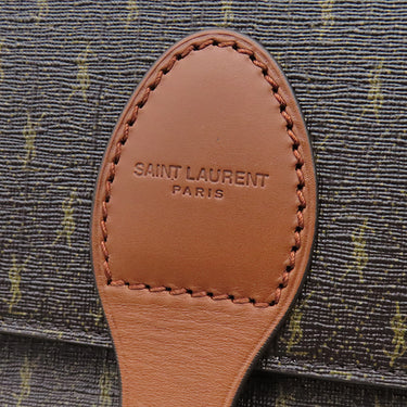 サンローラン SAINT LAURENT ル モノグラム ミディアム サッチェル 668582 チェスナット PVC レザー ショルダーバッグ ゴールド金具 茶 YSL ロゴ 総柄