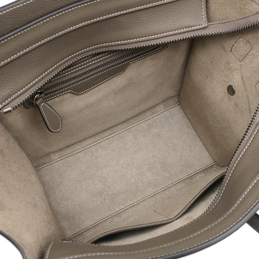 セリーヌ CELINE ラゲージ マイクロショッパー 189793 スリ レザー ハンドバッグ シルバー金具 グレージュ