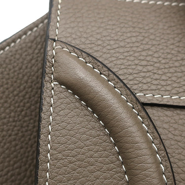 セリーヌ CELINE ラゲージ マイクロショッパー 189793 スリ レザー ハンドバッグ シルバー金具 グレージュ