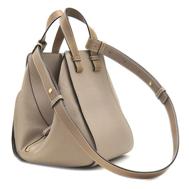 ロエベ LOEWE ハンモック ドローストリング スモール サンド レザー ソフトカーフスキン 2WAYバッグ ゴールド金具 グレージュ 茶 ハンドバッグ ショルダー