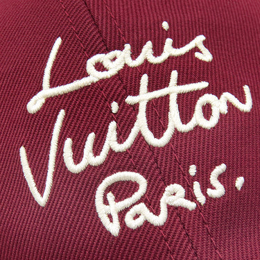 ルイヴィトン LOUIS VUITTON LV スクリプト M5188M ボルドー コットン ポリエステル キャップ ゴールド金具
