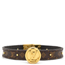 ルイヴィトン LOUIS VUITTON ブラスレ LVサークル リバーシブル M6173E ブラウン×ブラック モノグラムキャンバス レザー ブレスレット ゴールド金具 茶 黒 モノグラム