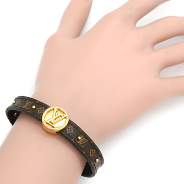 ルイヴィトン LOUIS VUITTON ブラスレ LVサークル リバーシブル M6173E ブラウン×ブラック モノグラムキャンバス レザー ブレスレット ゴールド金具 茶 黒 モノグラム