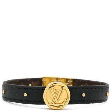 ルイヴィトン LOUIS VUITTON ブラスレ LVサークル リバーシブル M6173E ブラウン×ブラック モノグラムキャンバス レザー ブレスレット ゴールド金具 茶 黒 モノグラム