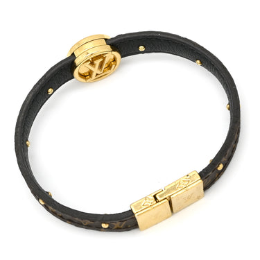 ルイヴィトン LOUIS VUITTON ブラスレ LVサークル リバーシブル M6173E ブラウン×ブラック モノグラムキャンバス レザー ブレスレット ゴールド金具 茶 黒 モノグラム