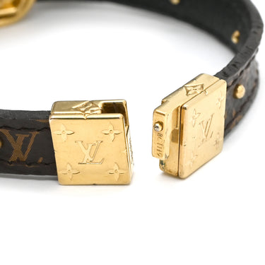 ルイヴィトン LOUIS VUITTON ブラスレ LVサークル リバーシブル M6173E ブラウン×ブラック モノグラムキャンバス レザー ブレスレット ゴールド金具 茶 黒 モノグラム