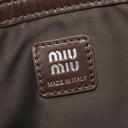 ミュウミュウ MIU MIU トップハンドルバッグ 5BA327 ダークブラウン レザー 2WAYバッグ シルバー金具 茶 ロゴ ハンドバッグ ショルダー リボン