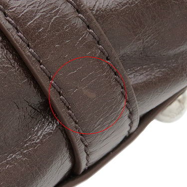 ミュウミュウ MIU MIU トップハンドルバッグ 5BA327 ダークブラウン レザー 2WAYバッグ シルバー金具 茶 ロゴ ハンドバッグ ショルダー リボン