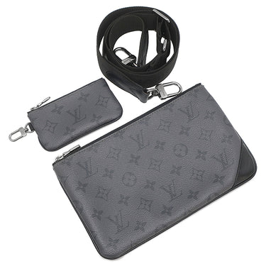 ルイヴィトン LOUIS VUITTON トリオ メッセンジャー M69443 モノグラムエクリプス レザー モノグラムエクリプス リバース キャンバス ショルダーバッグ シルバー金具 黒 グレー