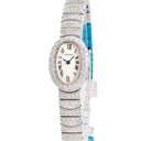 腕時計 カルティエ Cartier ミニベニュワール W15189L2 クオーツ レディース K18WG無垢 ダイヤ アイボリー ローマン オーバル 青針
