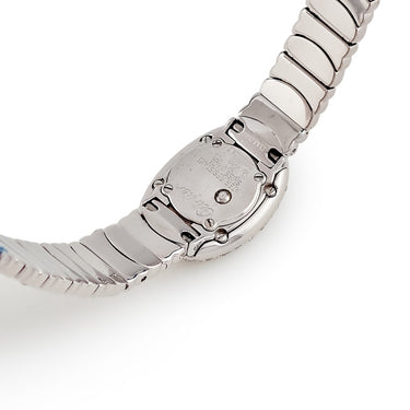 腕時計 カルティエ Cartier ミニベニュワール W15189L2 クオーツ レディース K18WG無垢 ダイヤ アイボリー ローマン オーバル 青針