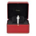 腕時計 カルティエ Cartier ミニベニュワール W15189L2 クオーツ レディース K18WG無垢 ダイヤ アイボリー ローマン オーバル 青針