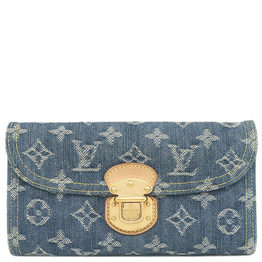 ルイヴィトン LOUIS VUITTON ポルトフォイユ アメリア M95511 モノグラムデニム モノグラムデニム 長財布 ゴールド金具 三つ折り 小銭入れ