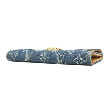 ルイヴィトン LOUIS VUITTON ポルトフォイユ アメリア M95511 モノグラムデニム モノグラムデニム 長財布 ゴールド金具 三つ折り 小銭入れ