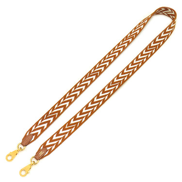 エルメス HERMES バンドリエール サングル ジグザグ ゴールド×ホワイト スイフト トワルコットン ショルダーストラップ シルバー金具 茶 白
