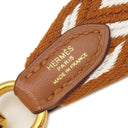 エルメス HERMES バンドリエール サングル ジグザグ ゴールド×ホワイト スイフト トワルコットン ショルダーストラップ シルバー金具 茶 白