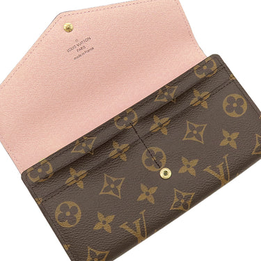 ルイヴィトン LOUIS VUITTON ポルトフォイユ サラ M62235 ローズ バレリーヌ モノグラムキャンバス 長財布 ゴールド金具 茶 ピンク 小銭入れ