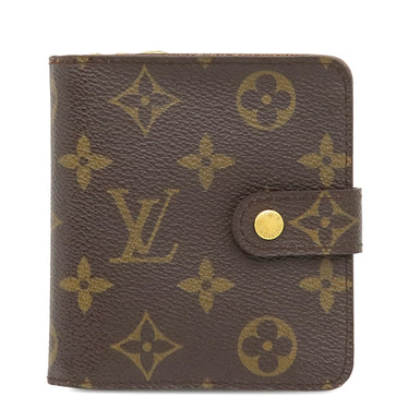 ルイヴィトン LOUIS VUITTON コンパクトジップ M61667 モノグラム モノグラムキャンバス 二つ折り財布 ゴールド金具 茶