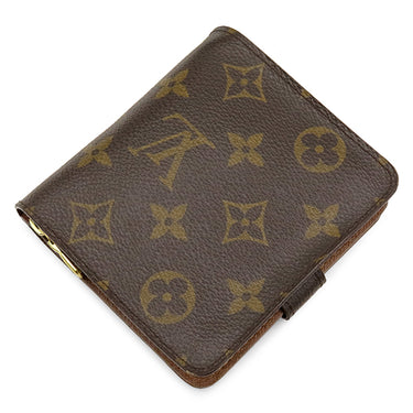 ルイヴィトン LOUIS VUITTON コンパクトジップ M61667 モノグラム モノグラムキャンバス 二つ折り財布 ゴールド金具 茶