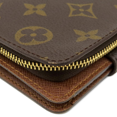 ルイヴィトン LOUIS VUITTON コンパクトジップ M61667 モノグラム モノグラムキャンバス 二つ折り財布 ゴールド金具 茶
