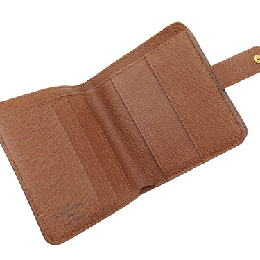 ルイヴィトン LOUIS VUITTON コンパクトジップ M61667 モノグラム モノグラムキャンバス 二つ折り財布 ゴールド金具 茶