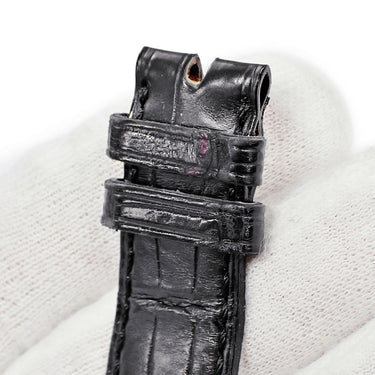 ロレックス ROLEX 純正 クロコバンド ブラック クロコダイル 腕時計パーツ 替え レザー ベルト 予備 交換 スペア ストラップ 19ｍｍ ブラック 黒