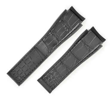 タグホイヤー TAG Heuer 純正 カレラ用 クロコ×ラバーバンド ブラック クロコダイル ラバー 腕時計パーツ ベルト 替え バックル用 28mm ブラック 黒