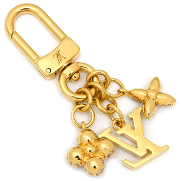 ルイヴィトン LOUIS VUITTON マイクロチャーム LVアイコニック M01566 ゴールド GP ラインストーン バッグチャーム キーホルダー フラワーモチーフ