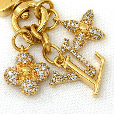 ルイヴィトン LOUIS VUITTON マイクロチャーム LVアイコニック M01566 ゴールド GP ラインストーン バッグチャーム キーホルダー フラワーモチーフ