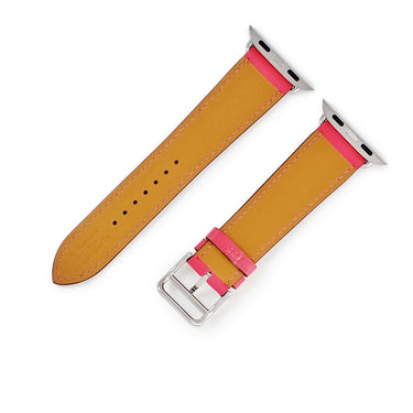 エルメス HERMES 純正 アップルウォッチ 38 40 41 mm用 ピンク レザー ステンレススチール 腕時計パーツ 未使用 レザー バンド ベルト 32ｍｍ 尾錠付き ピンク