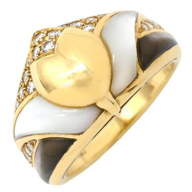 ブルガリ BVLGARI ナチュラリア ダイヤモンド ホワイト×ブラック×イエローゴールド K18YG ダイヤモンド 色石 リング 指輪 Au750 18K パヴェ 色石 白 黒 11号