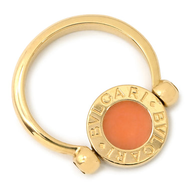 ブルガリ BVLGARI ブルガリブルガリ フリップ ブラック×イエローゴールド K18YG オニキス 珊瑚 リング 指輪 Au750 18K オニキス 珊瑚 12.5号