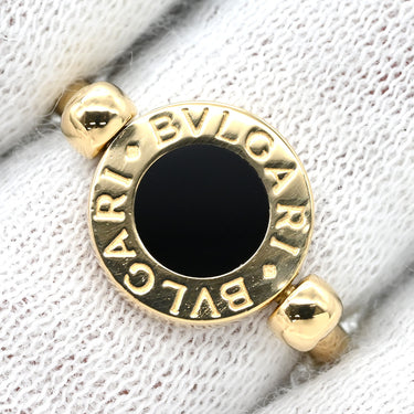 ブルガリ BVLGARI ブルガリブルガリ フリップ ブラック×イエローゴールド K18YG オニキス 珊瑚 リング 指輪 Au750 18K オニキス 珊瑚 12.5号