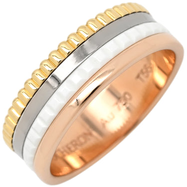 ブシュロン BOUCHERON キャトル ホワイト スモール JRG01596 イエローゴールド×ピンクゴールド×ホワイトゴールド K18YG K18PG K18WG セラミック #T56 リング 指輪 3カラー 18K 750 YG PG WG 15.5号