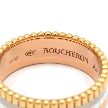 ブシュロン BOUCHERON キャトル ホワイト スモール JRG01596 イエローゴールド×ピンクゴールド×ホワイトゴールド K18YG K18PG K18WG セラミック #T56 リング 指輪 3カラー 18K 750 YG PG WG 15.5号