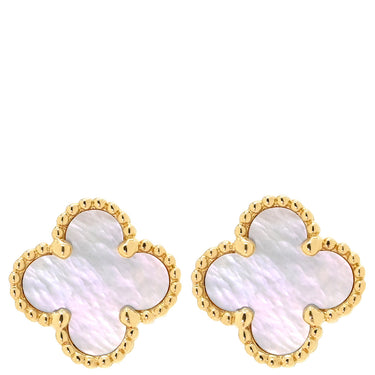 ヴァンクリーフアーペル Van Cleef & Arpels スウィート アルハンブラ VCARA44800 パールホワイト×イエローゴールド K18YG マザーオブパール ピアス 750 18K 18金 マザーオブパール