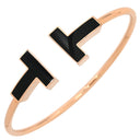 ティファニー Tiffany & Co Tワイヤー ワイド ブラック×ローズゴールド K18PG ラッカー ブレスレット 黒 PG T&Co. Au750 18K バングル ラージ