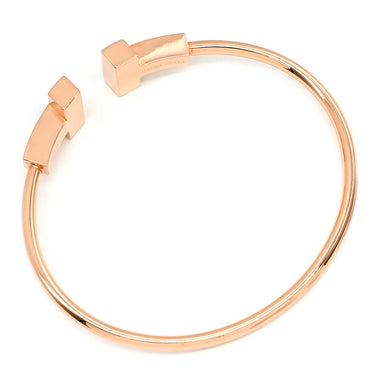 ティファニー Tiffany & Co Tワイヤー ワイド ブラック×ローズゴールド K18PG ラッカー ブレスレット 黒 PG T&Co. Au750 18K バングル ラージ