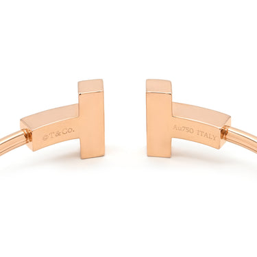 ティファニー Tiffany & Co Tワイヤー ワイド ブラック×ローズゴールド K18PG ラッカー ブレスレット 黒 PG T&Co. Au750 18K バングル ラージ
