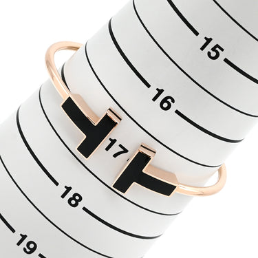 ティファニー Tiffany & Co Tワイヤー ワイド ブラック×ローズゴールド K18PG ラッカー ブレスレット 黒 PG T&Co. Au750 18K バングル ラージ