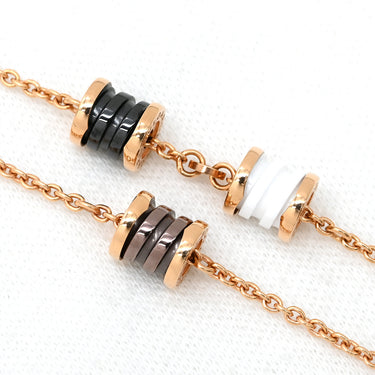 ブルガリ BVLGARI ビーゼロワン B-zero1 ロングネックレス ホワイト×ブラック×ブラウン×ピンクゴールド K18PG ダイヤモンド セラミック メタル ネックレス Au750 18K 18金 セラミック 白 黒 茶