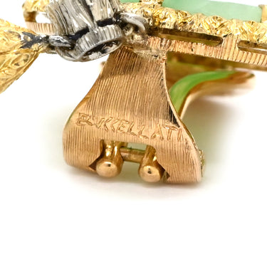 ブチェラッティ BUCCELLATI ヒスイ アンティーク イヤリング グリーン×イエローゴールド K18YG ヒスイ 色石 イヤリング 18K 750 ジェイダイト 緑 クリップ式