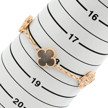 ヴァンクリーフアーペル Van Cleef & Arpels ヴィンテージ アルハンブラ 5モチーフ VCARP2R100 グレー×ローズゴールド K18PG ダイヤモンド グレーマザーオブパール ブレスレット 750 18K ダイヤ シェル