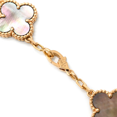 ヴァンクリーフアーペル Van Cleef & Arpels ヴィンテージ アルハンブラ 5モチーフ VCARP2R100 グレー×ローズゴールド K18PG ダイヤモンド グレーマザーオブパール ブレスレット 750 18K ダイヤ シェル