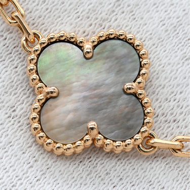 ヴァンクリーフアーペル Van Cleef & Arpels ヴィンテージ アルハンブラ 5モチーフ VCARP2R100 グレー×ローズゴールド K18PG ダイヤモンド グレーマザーオブパール ブレスレット 750 18K ダイヤ シェル